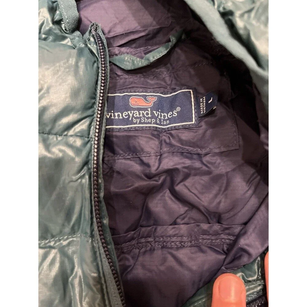 Vineyard Vines Kids Puffer Jacket Green Size L Insulated Hooded